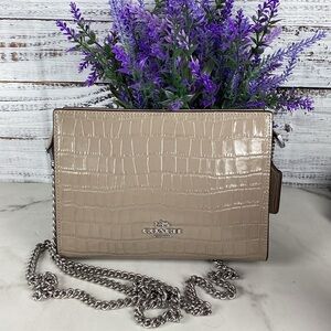 Coach‎ Beige Croc Embossed Crossbody Bag